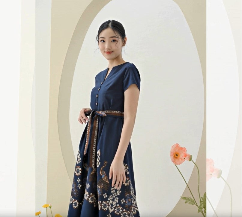 Women's Batik Midi Dress - Ornate Nature
