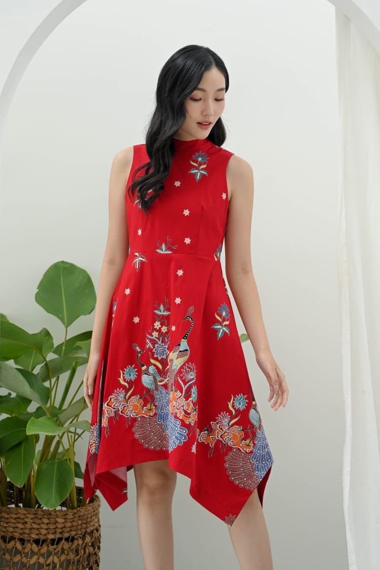 Women's Batik Handkerchief Hem Dress - Phoenix Prosperity
