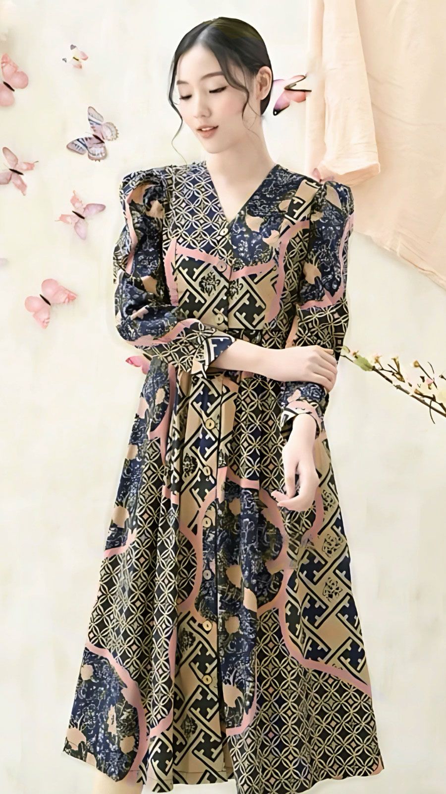 Baju Batik Kombinasi Long Dress Batik Elegant Elegant Dress Batik