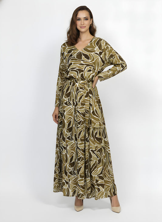 Womens Fusion Batik Set - Olive Serif - front 1