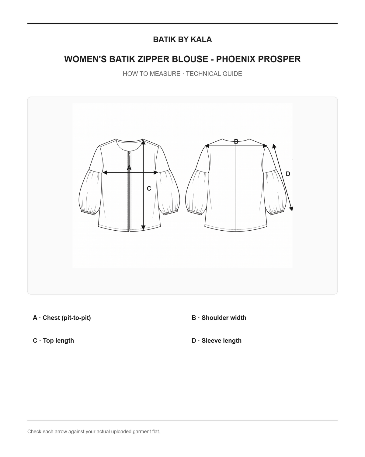 Women's Batik Zipper Blouse - Phoenix Prosperity