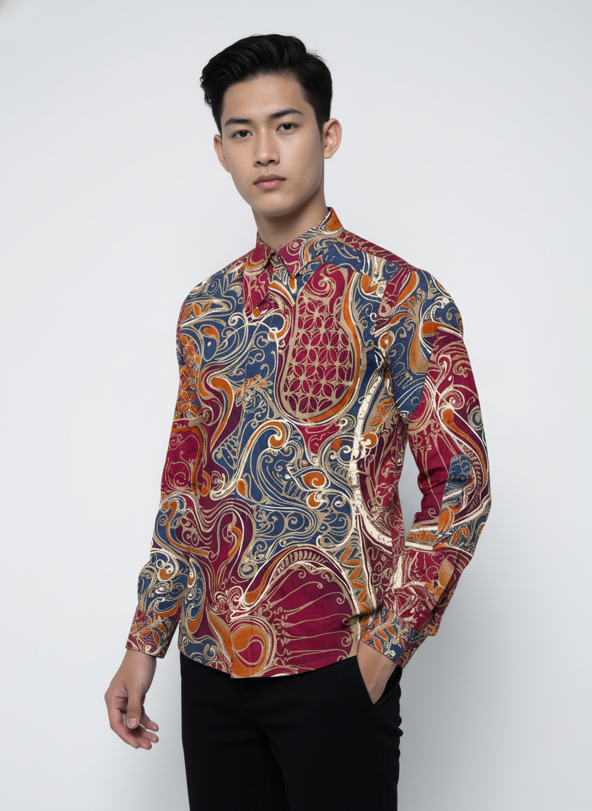 Men's Batik Shirt – Aruna Swirl | Long Sleeves