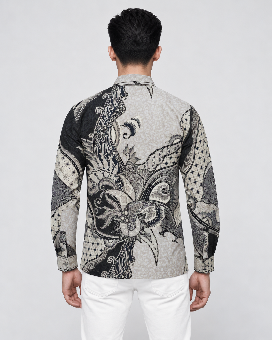 Mens Batik Shirt – Porcelain Tide | Long Sleeves