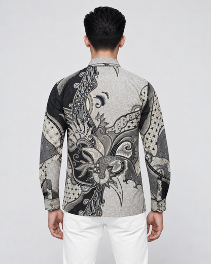 Mens Batik Shirt – Porcelain Tide | Long Sleeves