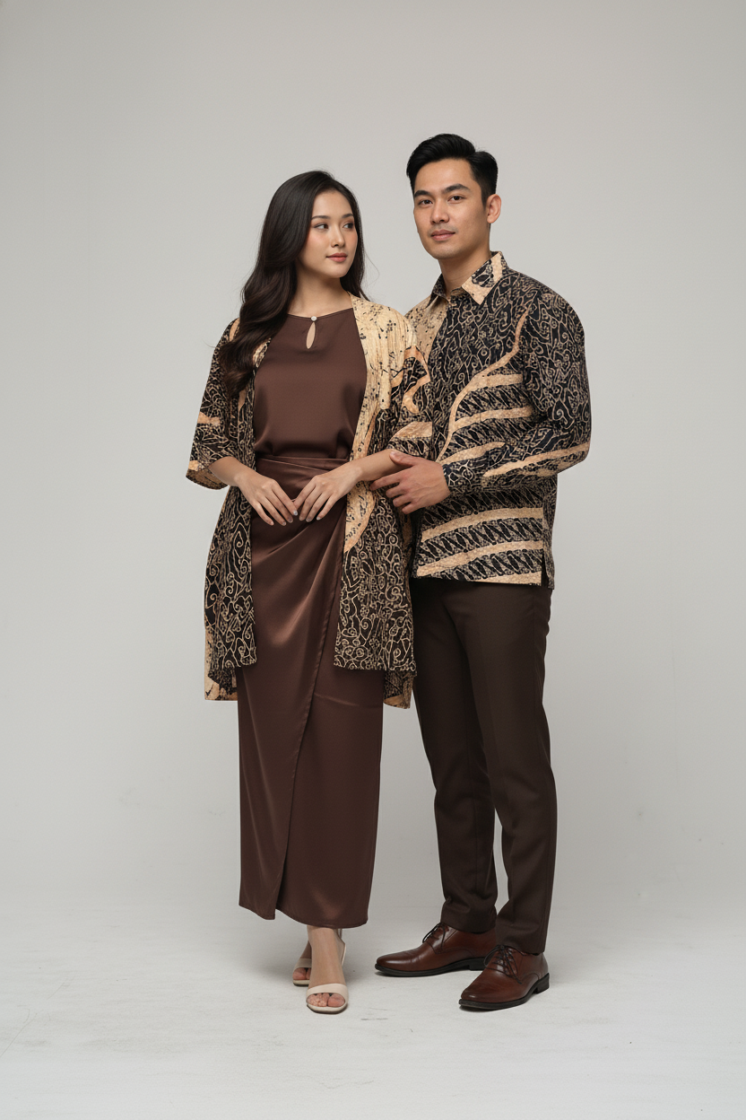 Batik Kebaya Couple Set Naomi - Mahogany 1
