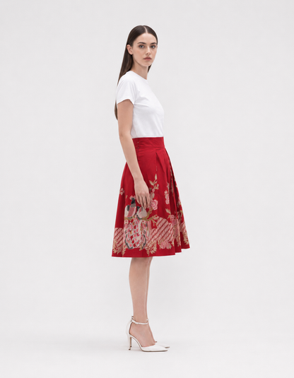 Women’s Batik Box Pleat Skirt – Prosperity in Bloom