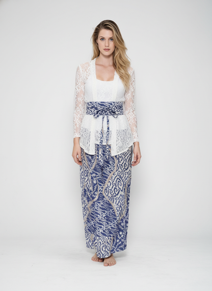 Women's Batik Kebaya - Clara - Sage/White