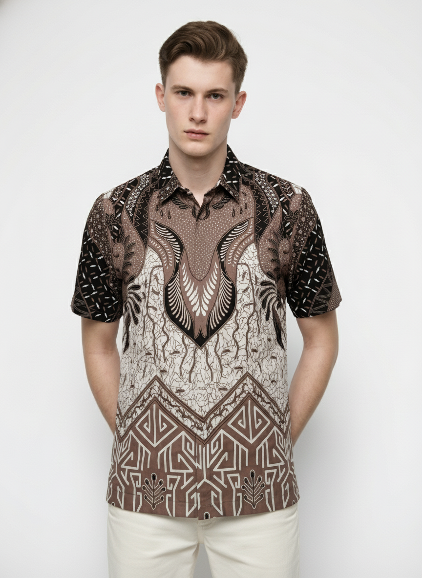 Men's Batik Shirt – Earth Crest | Short Sleeves