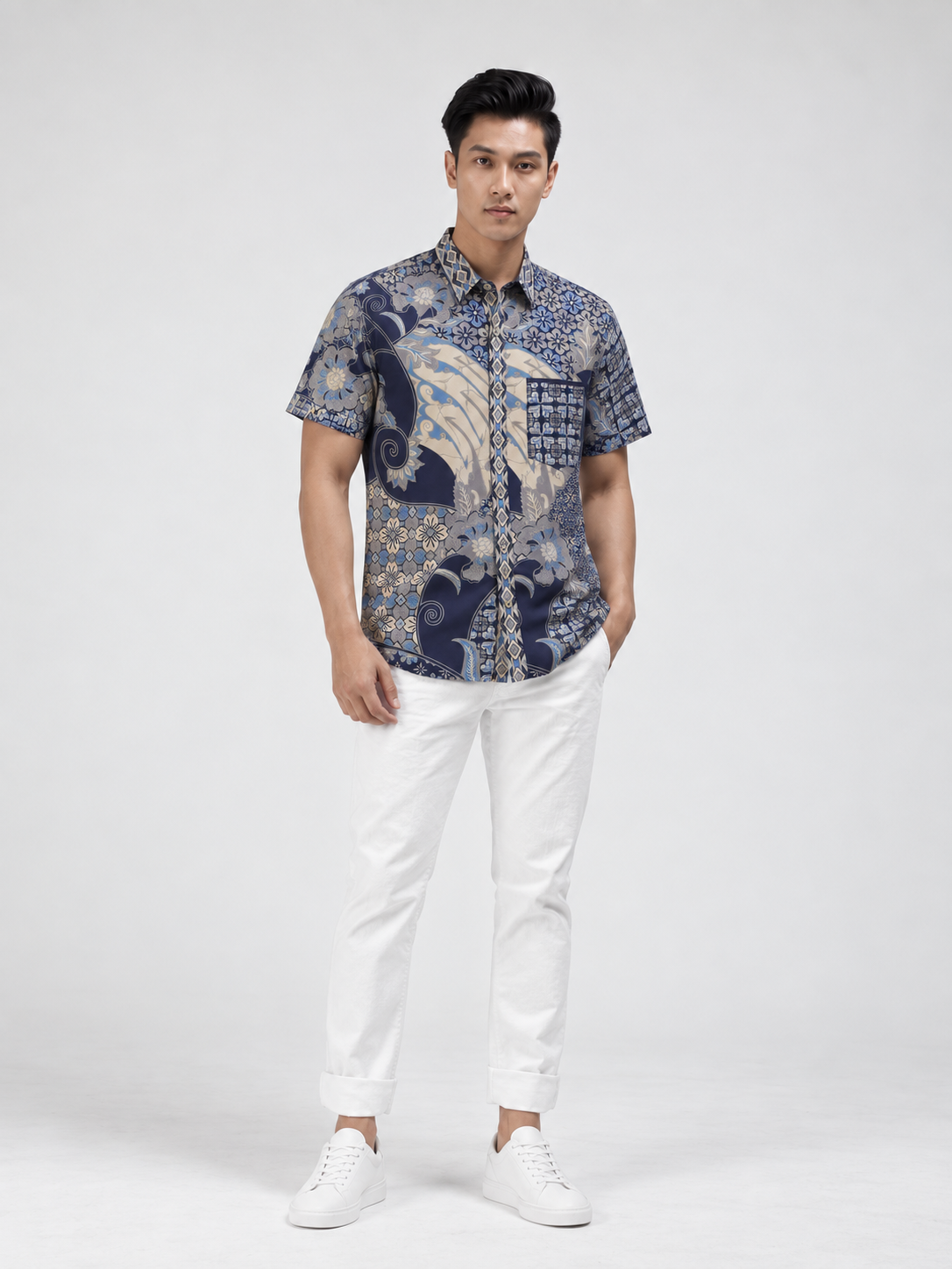 Mens Batik Shirt – Heritage Blossom | Short Sleeves