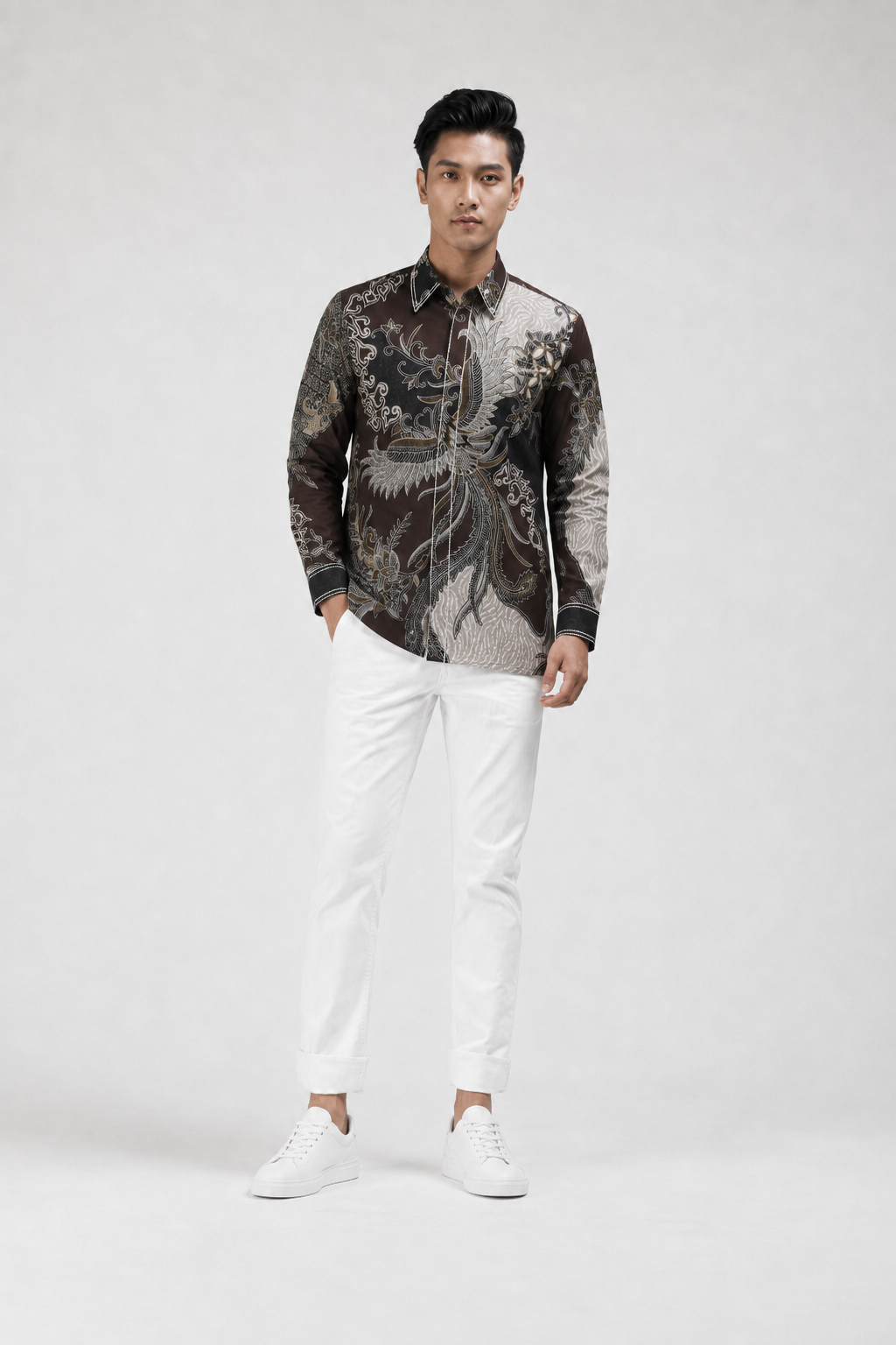 Mens Batik Shirt – Bronze Phoenix | Long Sleeves
