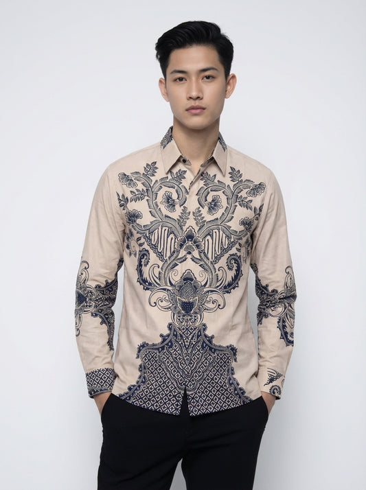 Men's Batik Shirt – Indigo Axis | Long Sleeves