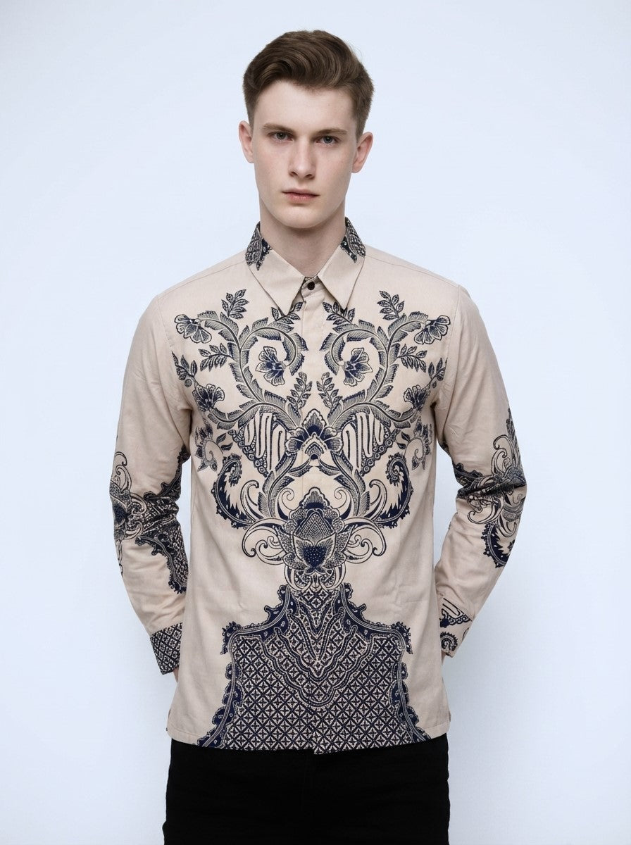Men's Batik Shirt – Indigo Axis | Long Sleeves