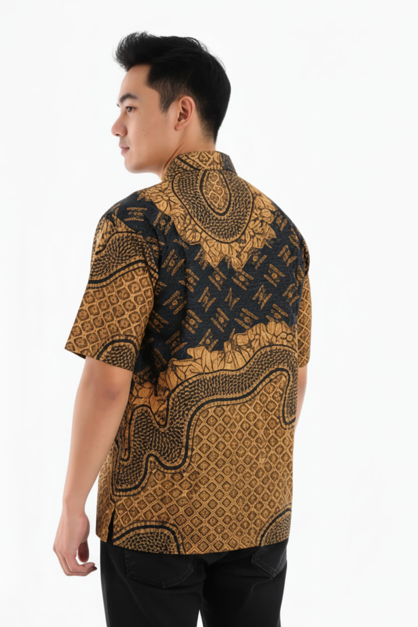 Men’s Batik Shirt – Amber Tapestry | Short Sleeves 3