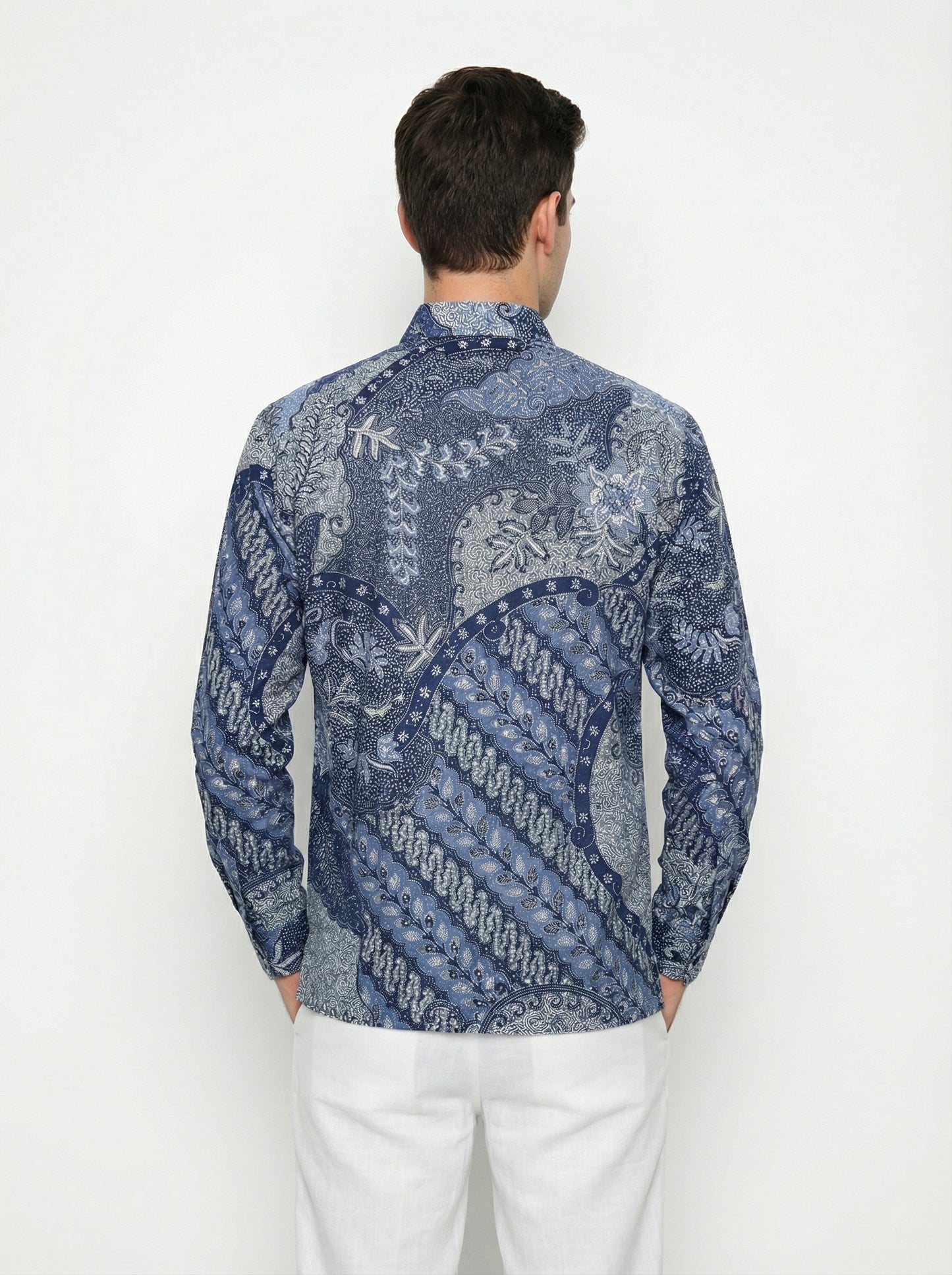 Men's Batik Shirt – Azure Fern | Long Sleeves