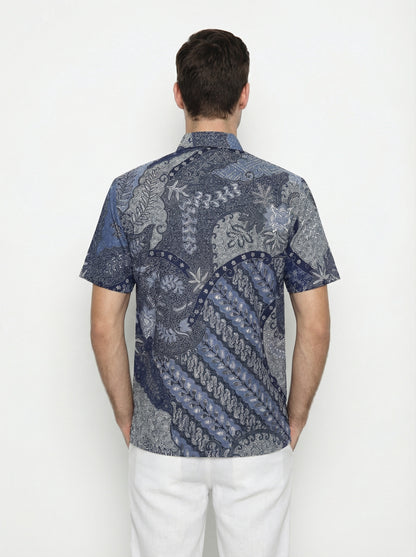 Men's Batik Shirt – Azure Fern | Short Sleeves