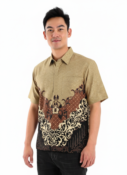 Men’s Batik Shirt – Bronze Crest | Short Sleeves 1