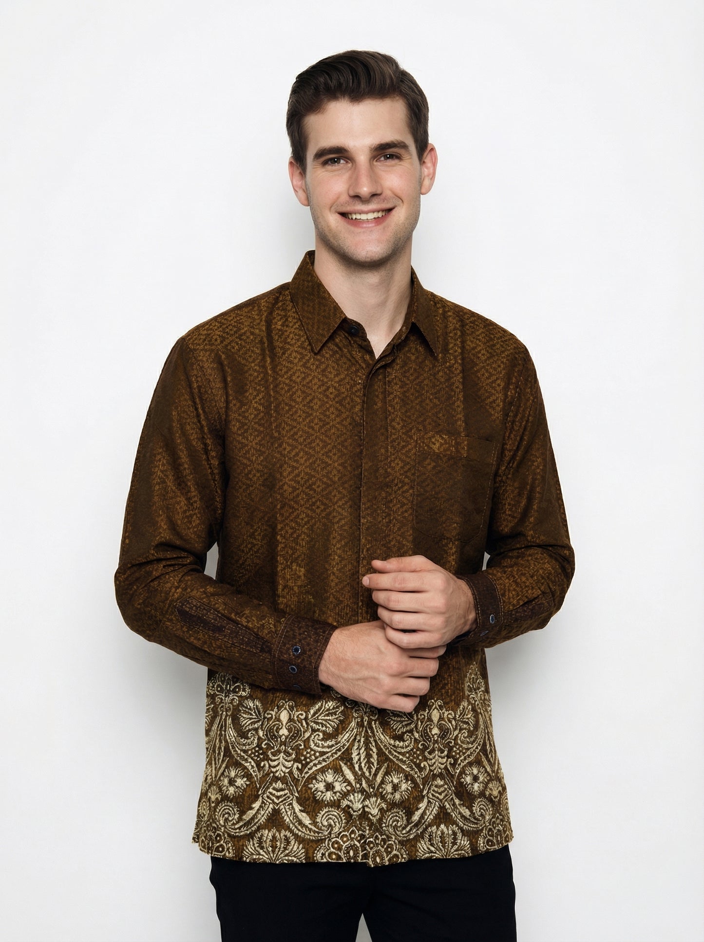 Men’s Batik Shirt – Bronze Laurel | Long Sleeves