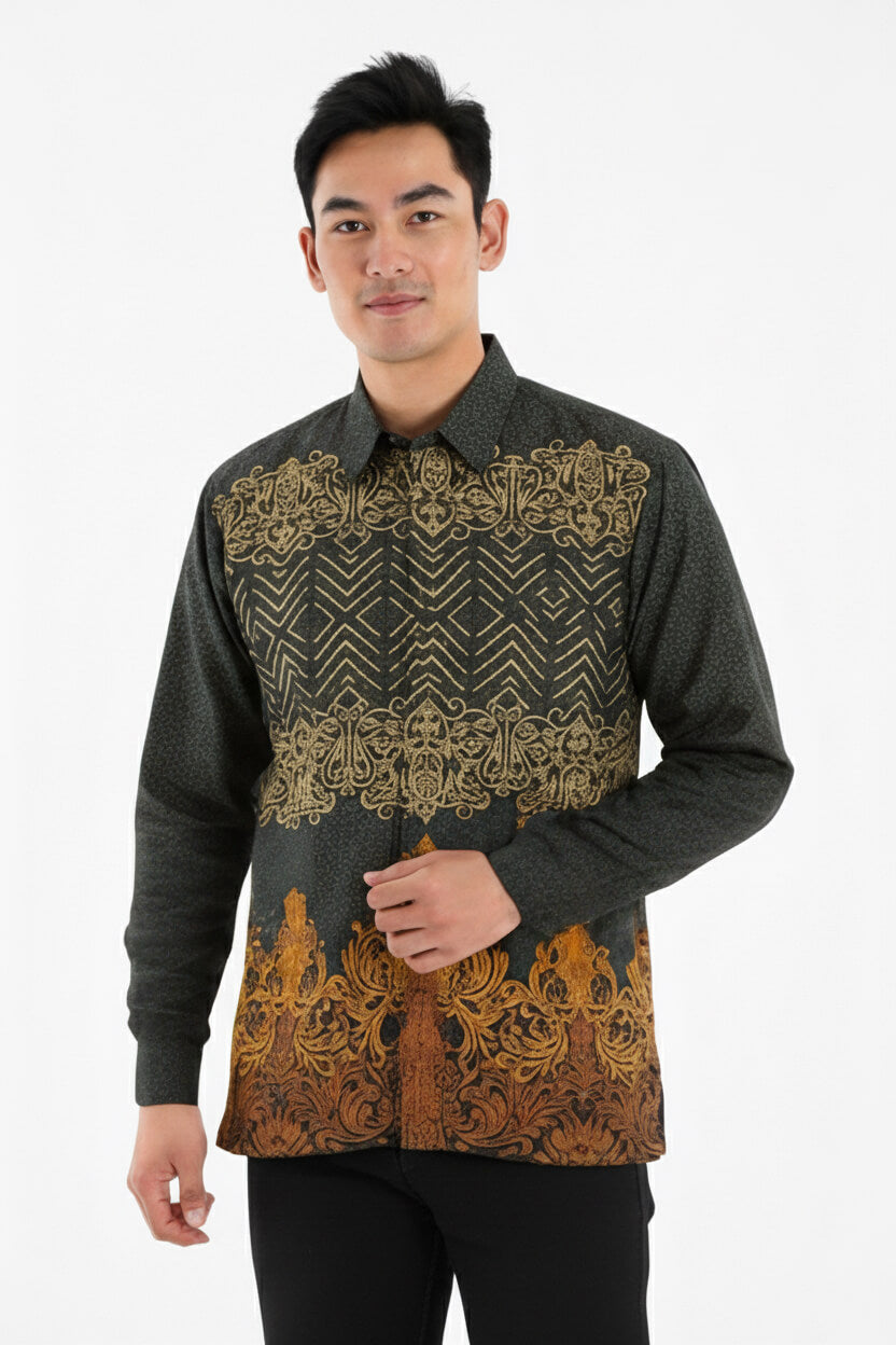 Men’s Batik Shirt – Golden Aegis Long Sleeves 1