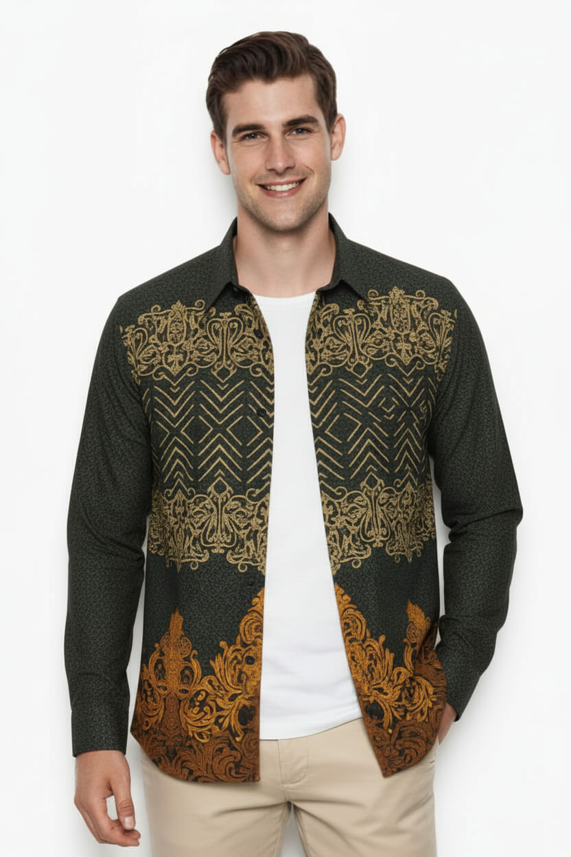 Men’s Batik Shirt – Golden Aegis Long Sleeves 2