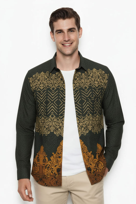 Men’s Batik Shirt – Golden Aegis Long Sleeves 2