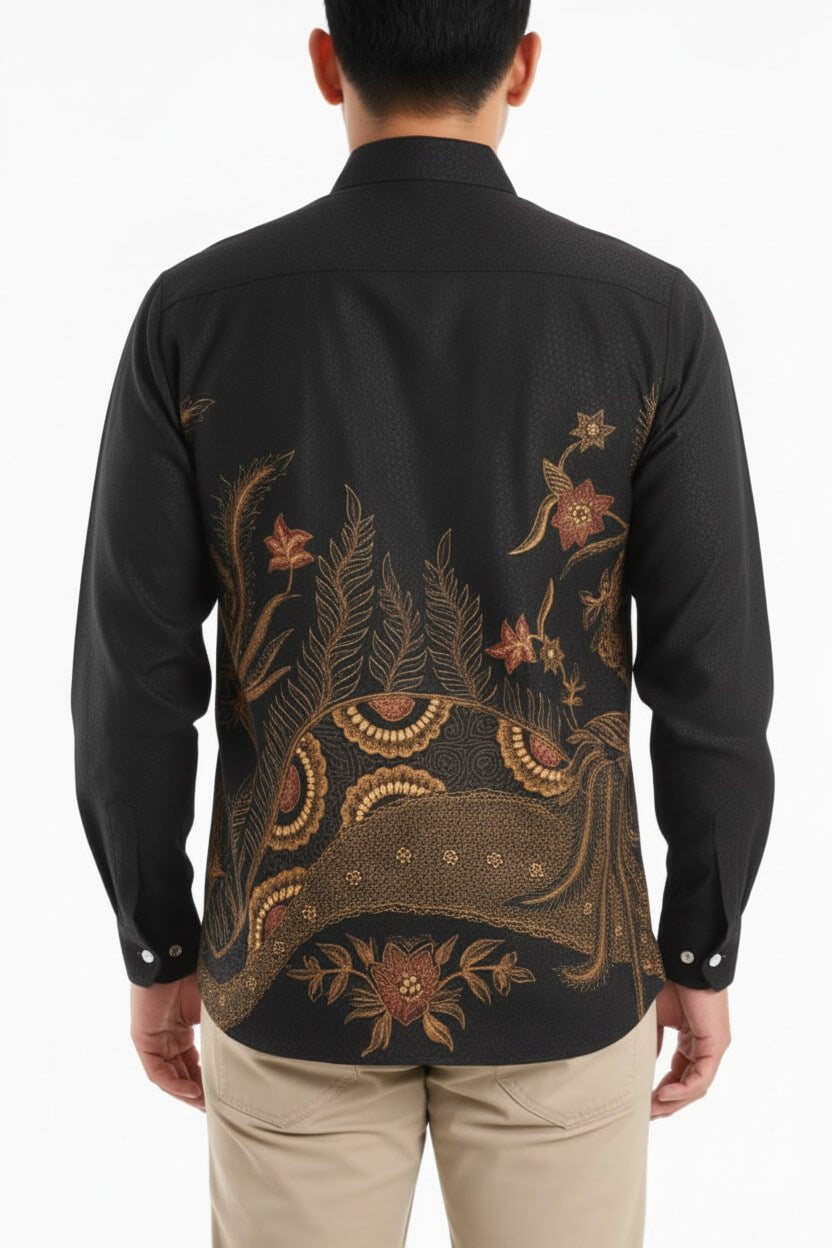 Men’s Batik Shirt – Golden Aviary | Long Sleeves 3