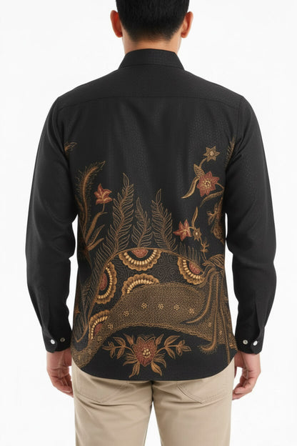 Men’s Batik Shirt – Golden Aviary | Long Sleeves 3