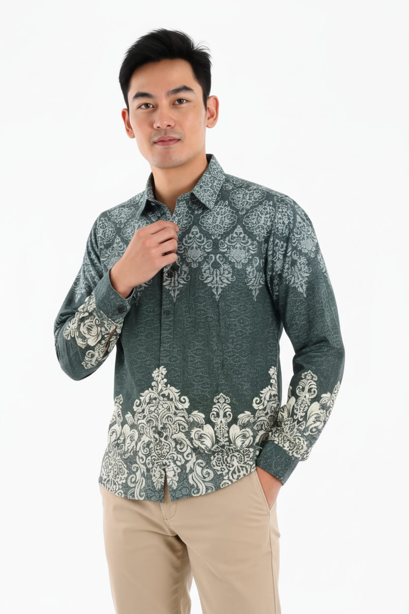 Men’s Batik Shirt – Jade Sovereign | Long Sleeves 2