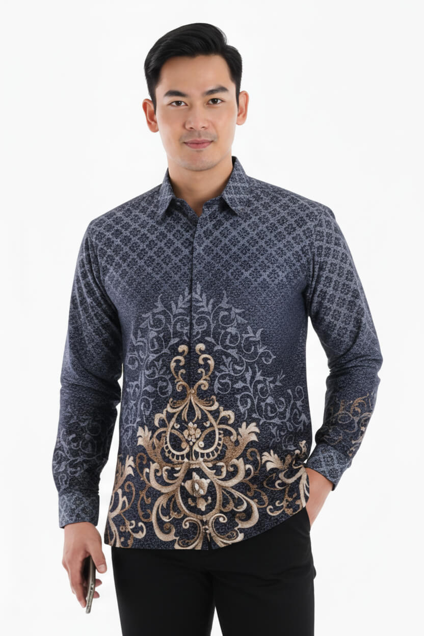 Men's Batik Shirt – Midnight Regal | Long Sleeves 2
