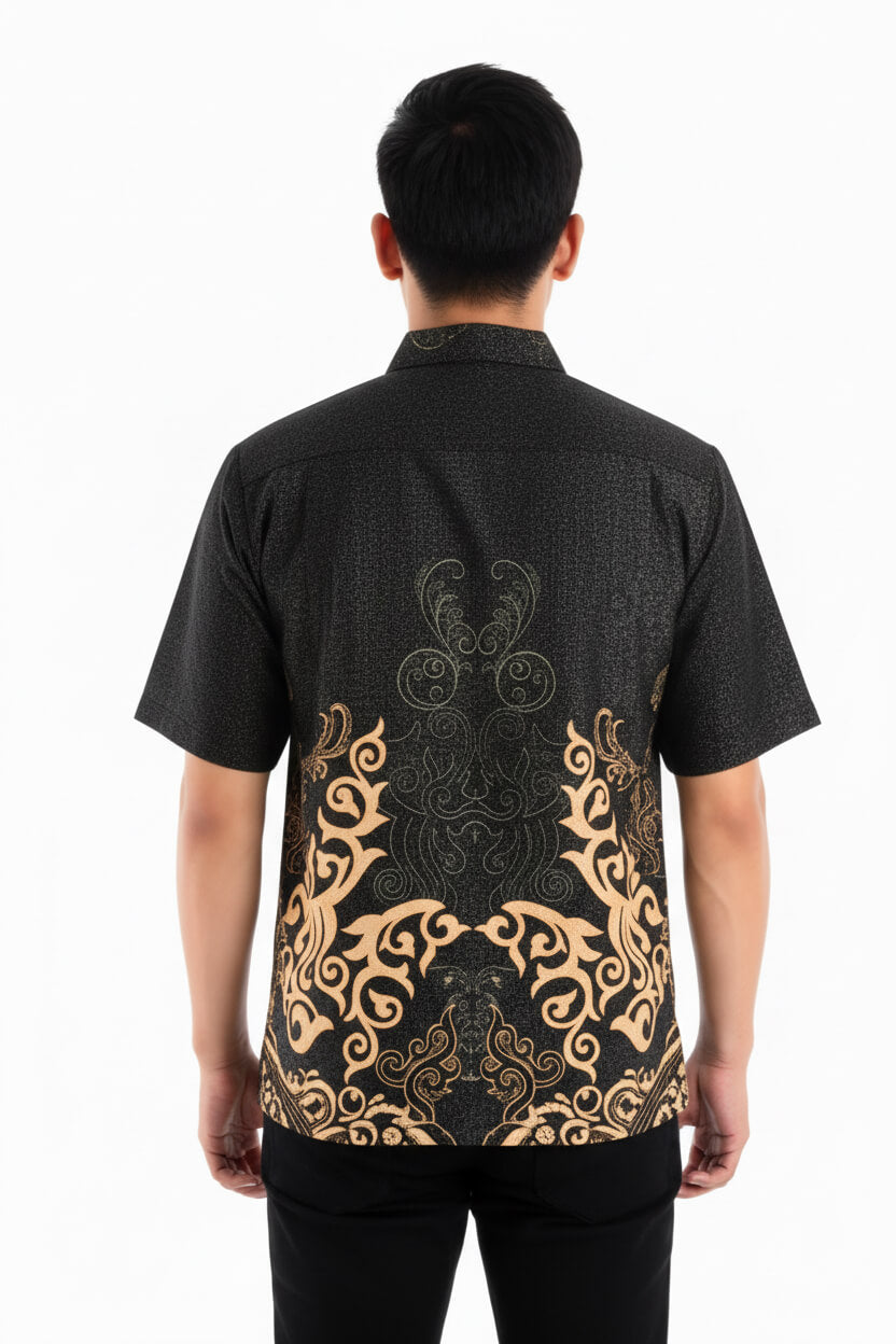 Men’s Batik Shirt – Obsidian Crest | Short Sleeves 3