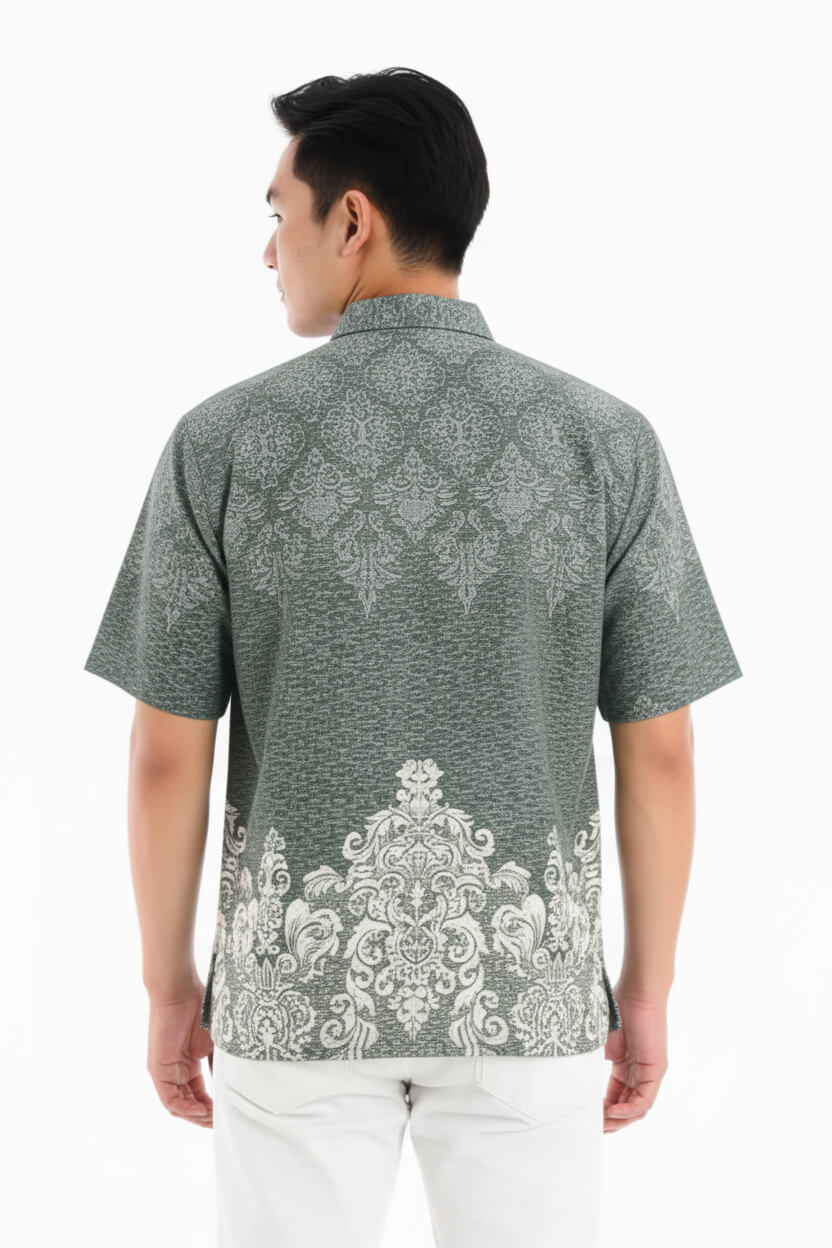 Men’s Batik Shirt – Sage Crest | Short Sleeves 3