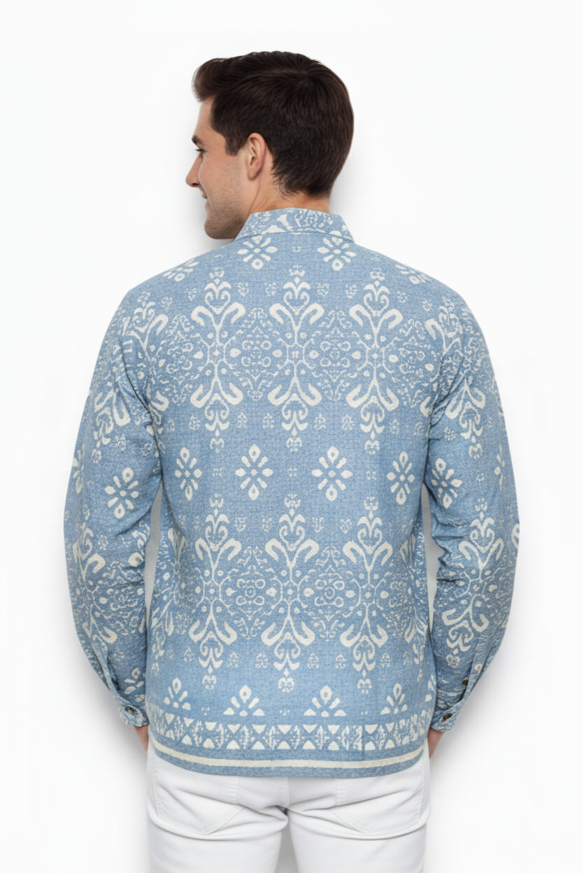 Men’s Long Sleeve Batik Shirt – Celestial Ivory | Batik Malaysia 3
