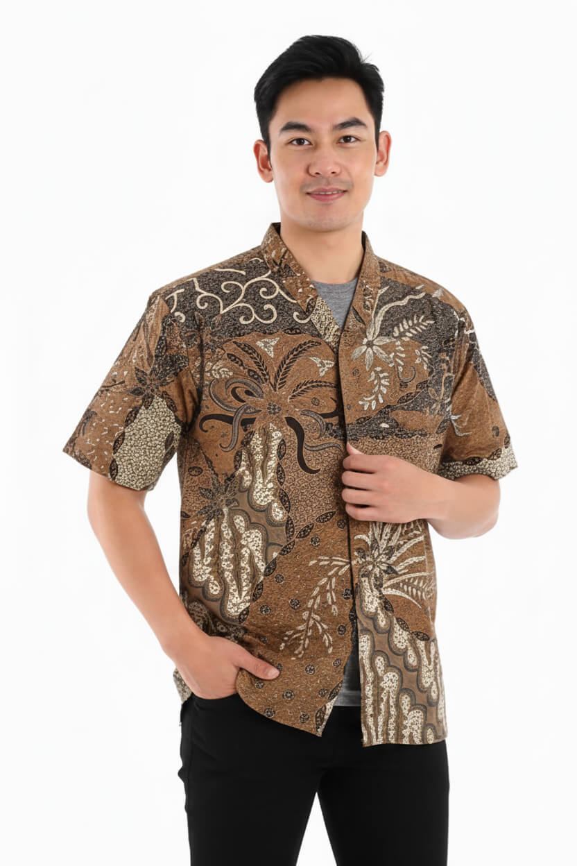 Men’s Short Sleeve Batik Shirt – Amber Heritage | Batik Malaysia 1