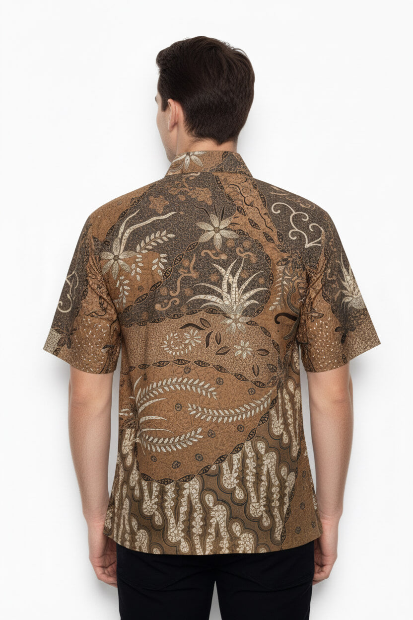 Men’s Short Sleeve Batik Shirt – Amber Heritage | Batik Malaysia 3