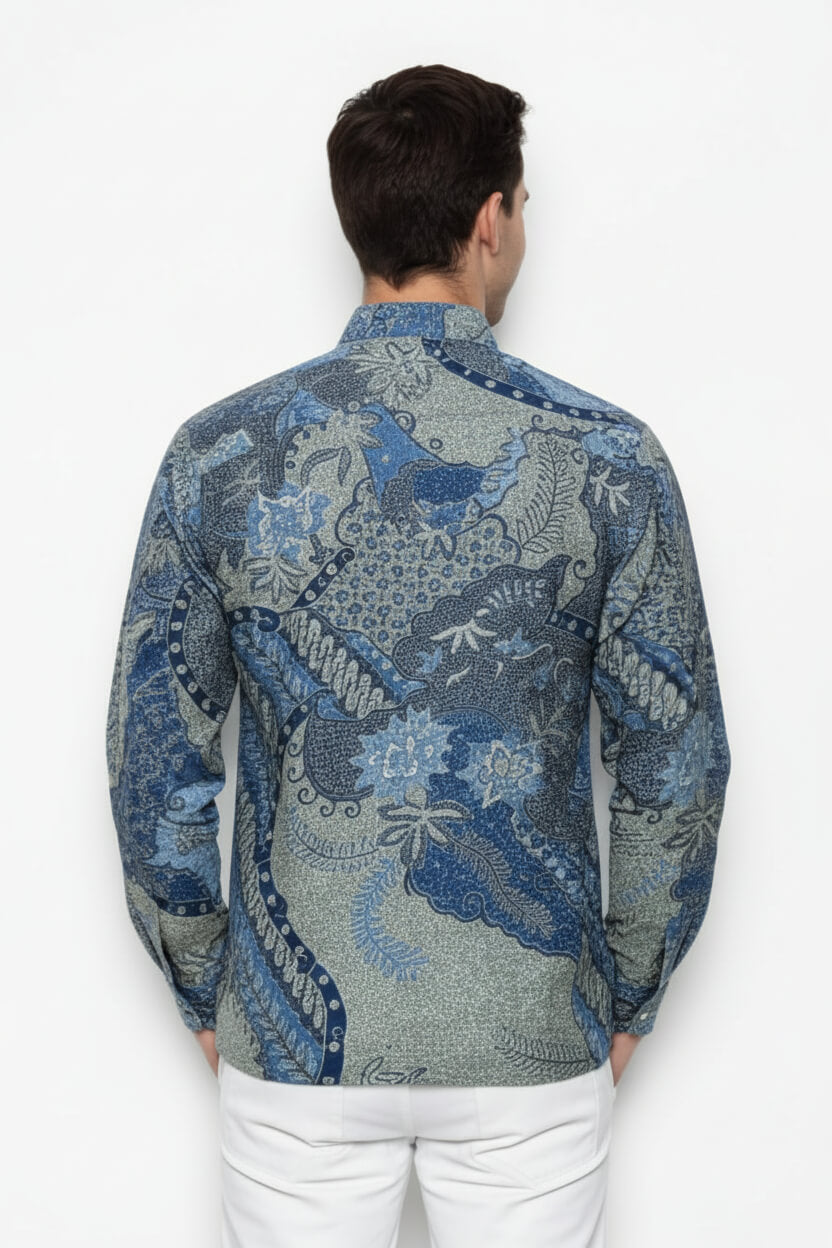 Men's Batik Shirt – Azure Fern | Long Sleeves 2