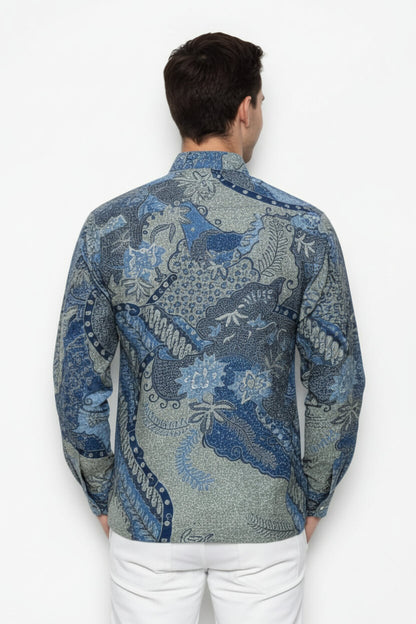 Men's Batik Shirt – Azure Fern | Long Sleeves 2