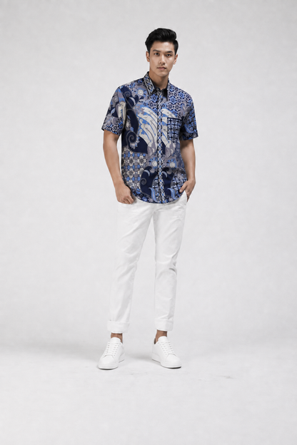 Mens Batik Shirt Short Sleeves – Heritage Blossom