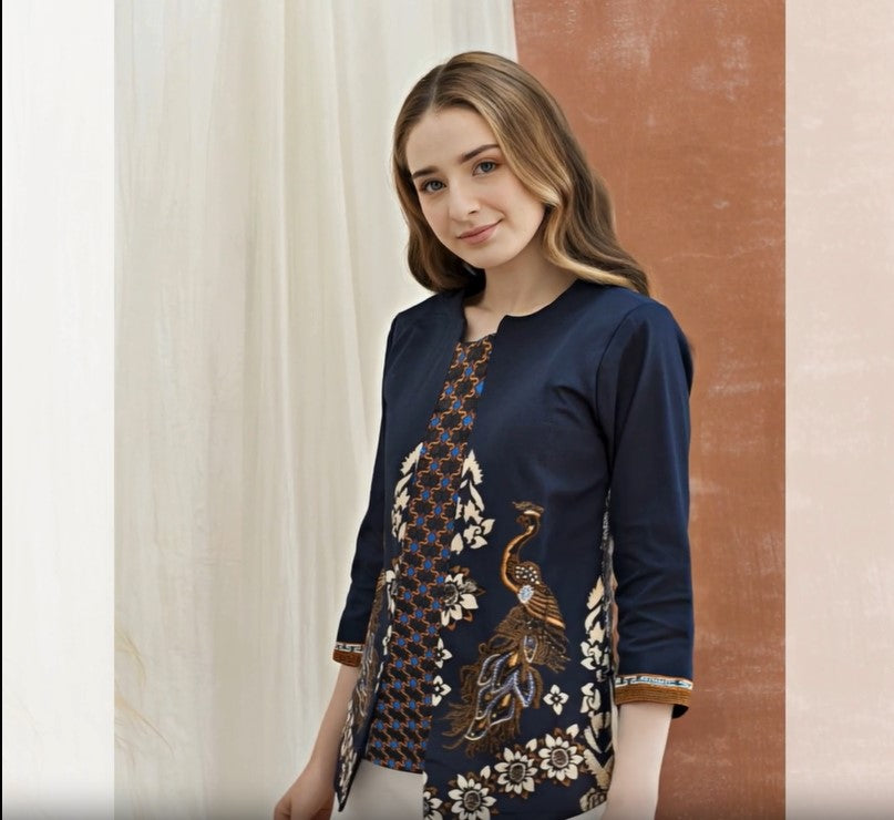 Women's Batik Blouse - Geometric Harmony