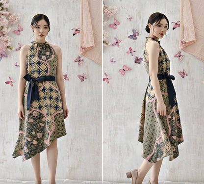 Women's Batik Halter Dress - Butterfly Grace
