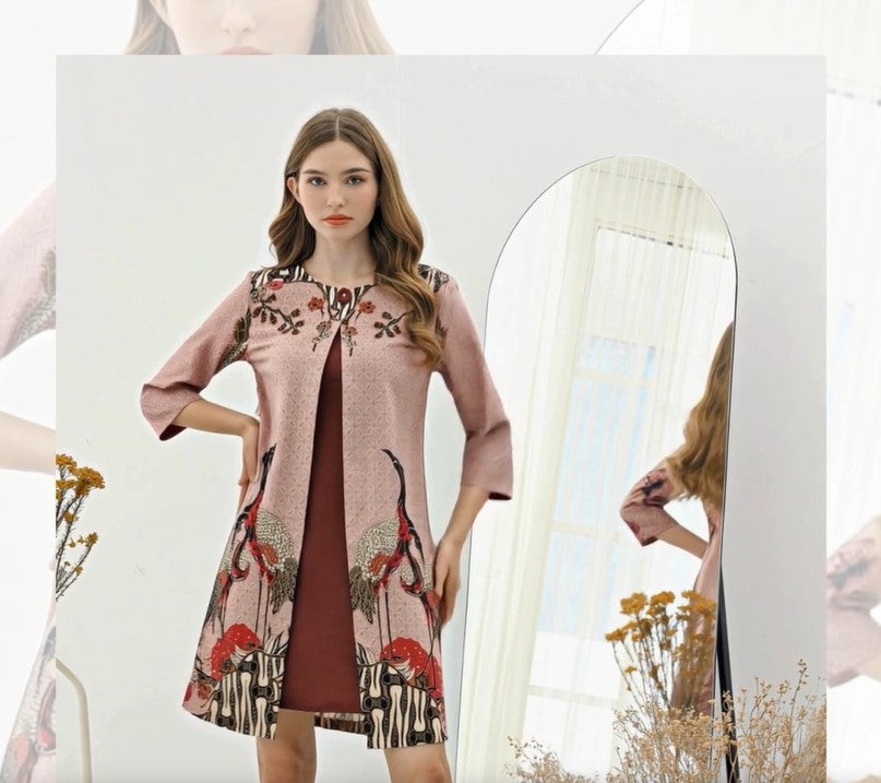Women's Batik Kimono Dress - Enchanting Red