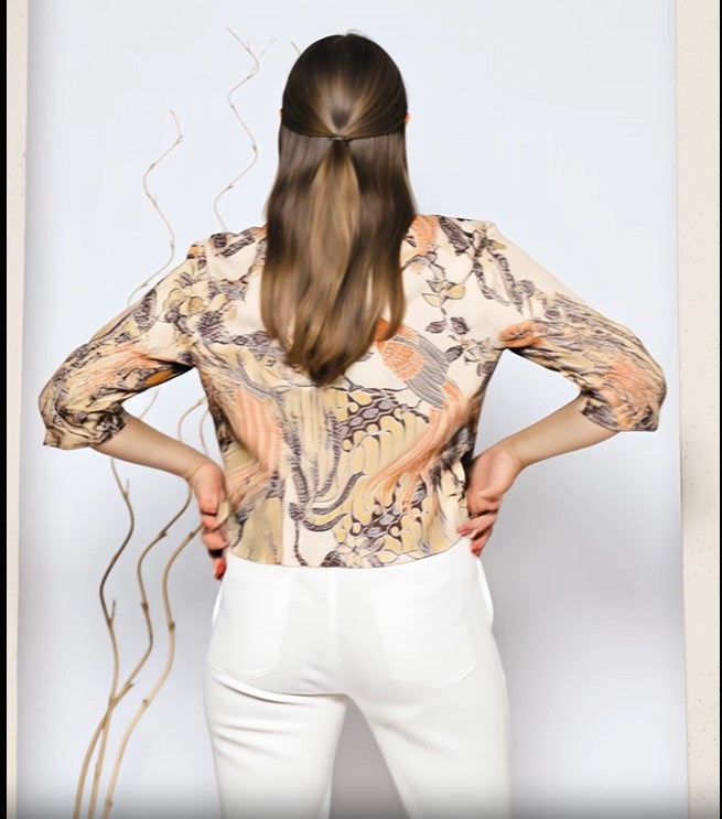 Women's Batik Bomber Jacket - Golden Phoenix