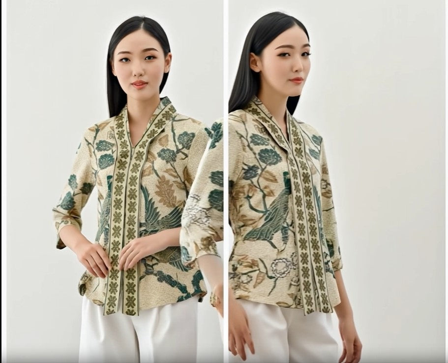 Women's Batik Kebaya - Peony Bird Paradise