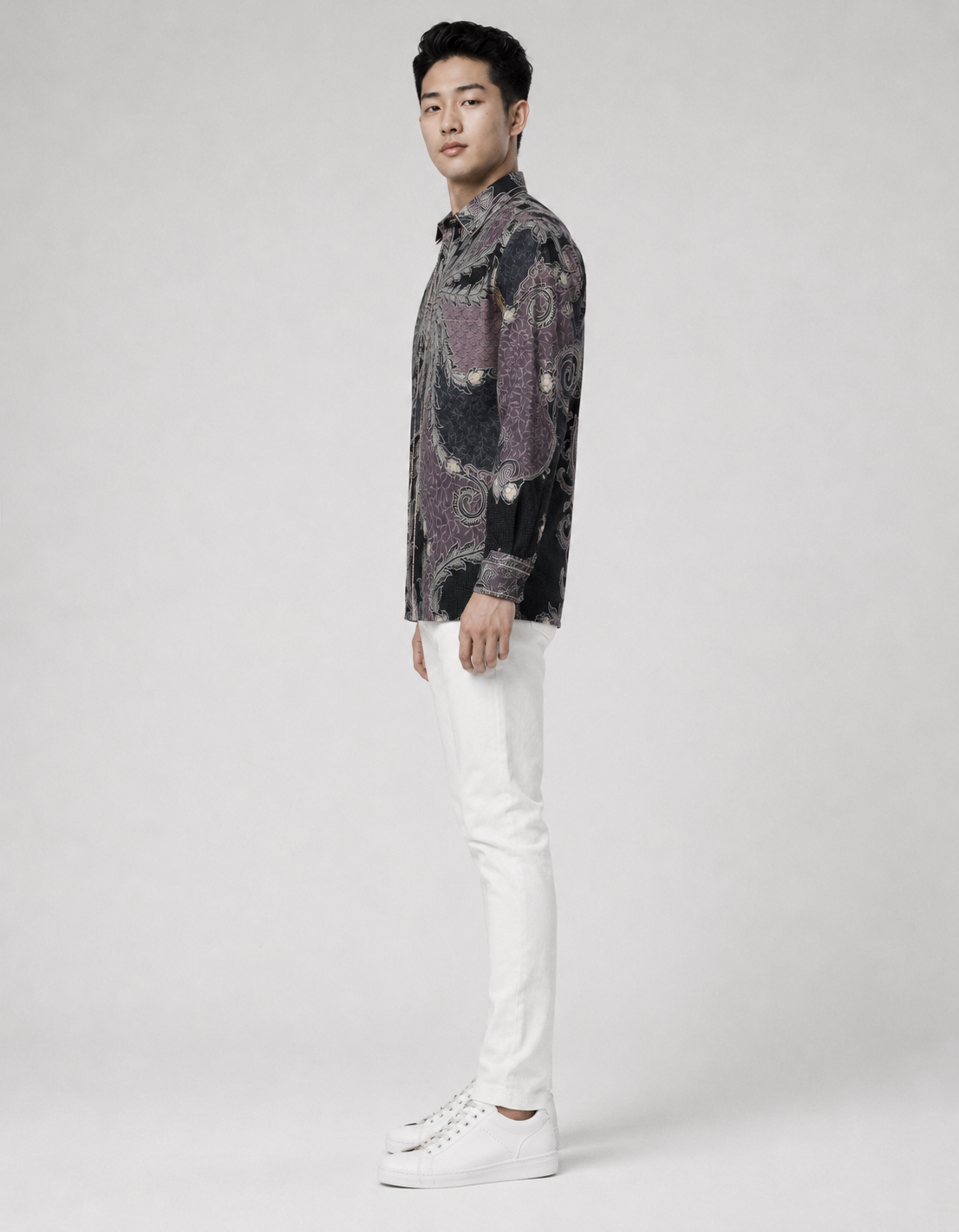 Mens Batik Shirt – Nocturnal Garden | Long Sleeves