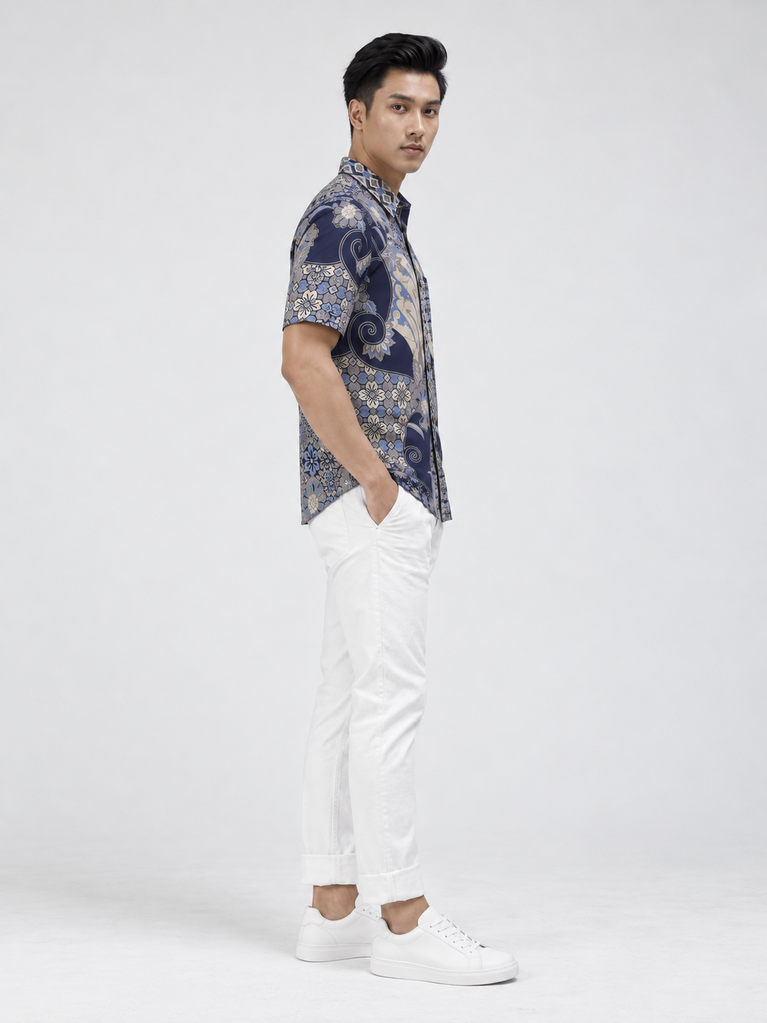 Mens Batik Shirt – Heritage Blossom | Short Sleeves