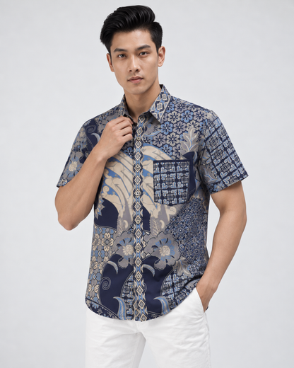 Mens Batik Shirt – Heritage Blossom | Short Sleeves