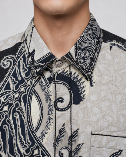 Mens Batik Shirt – Porcelain Tide | Long Sleeves