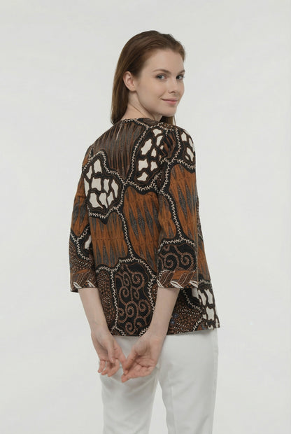 Women's Batik Blouse - Geometric Harmony