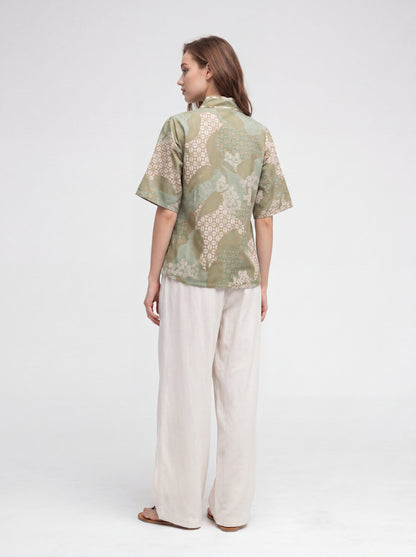 Women's Batik Kimono Top - Quiet Bloom