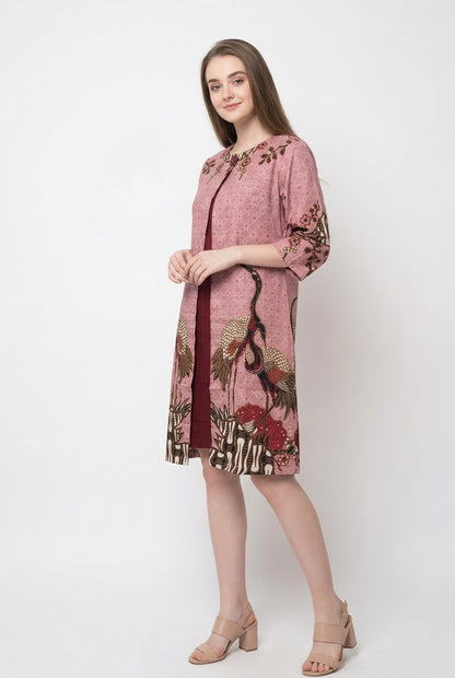 Women's Batik Kimono Dress - Enchanting Red