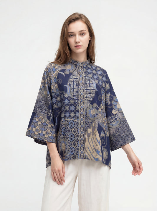 Women's Batik Kimono Top - Heritage Blossom