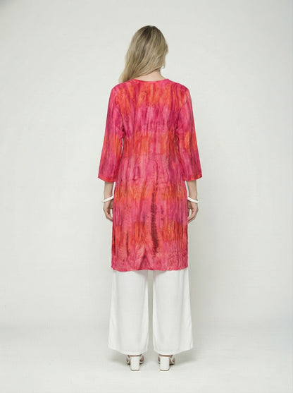 Women’s Batik Kurti – Pink Paisley Elegance